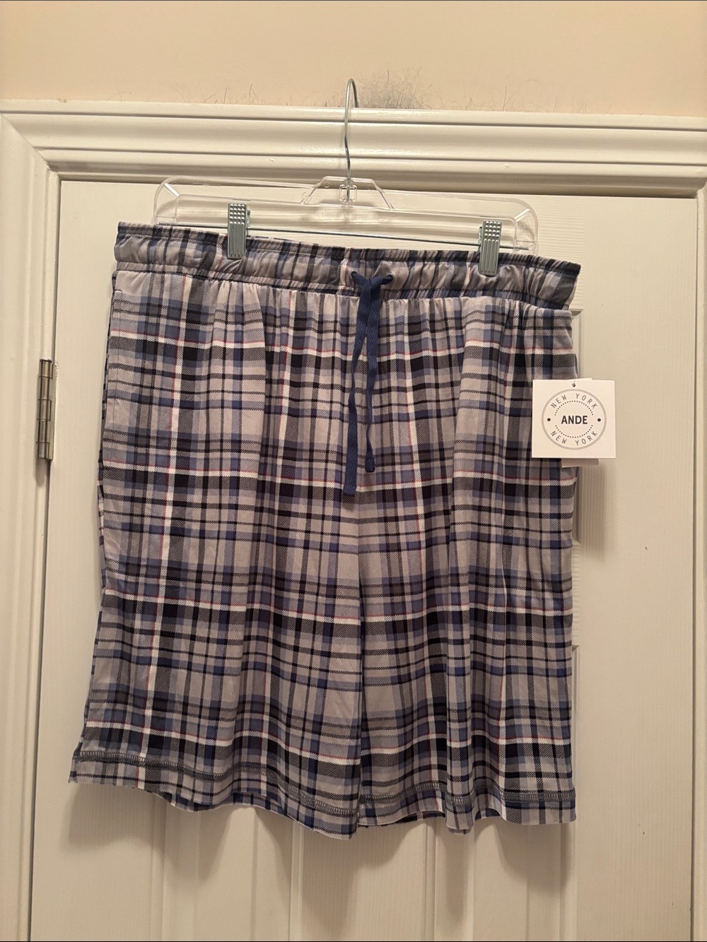 NWT ANDE New York Plaid Blue Men's Lounge Shorts